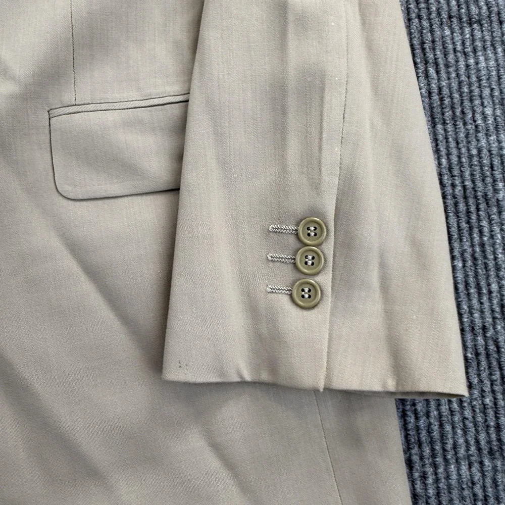Covarra Blazer Mens 42L Beige 4 Button Sport Coat‎ Notch Lapel Wool Suit Jacket